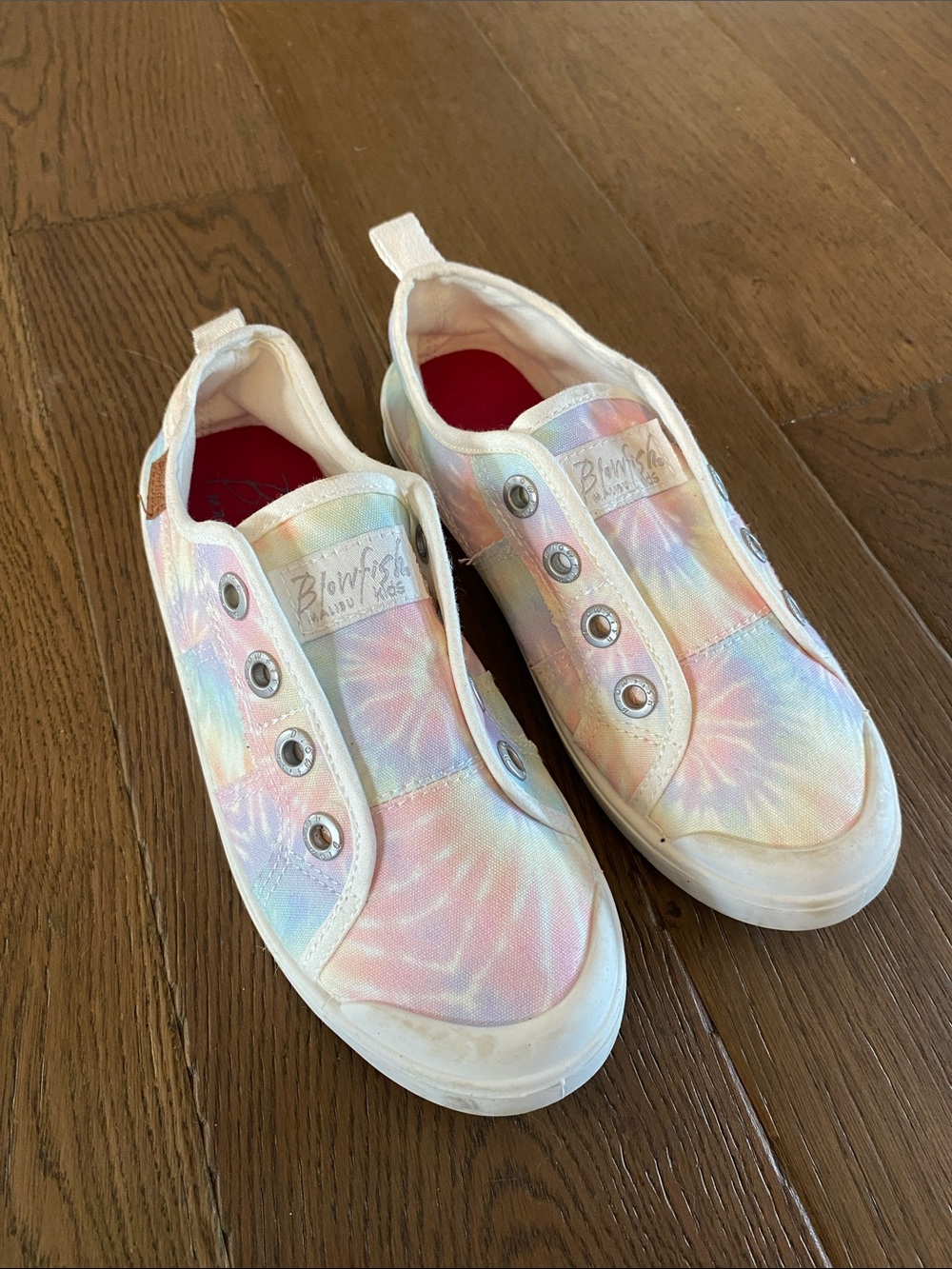 Blowfish Kids Pastel Tie-Dye Slip-On Sneakers in Pink, Blue, Yellow